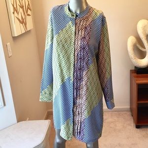 Kate Spade Silk Geometric Print Dress Tunic Kimono